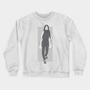 Woman In Black And White Outfit Crewneck Sweatshirt